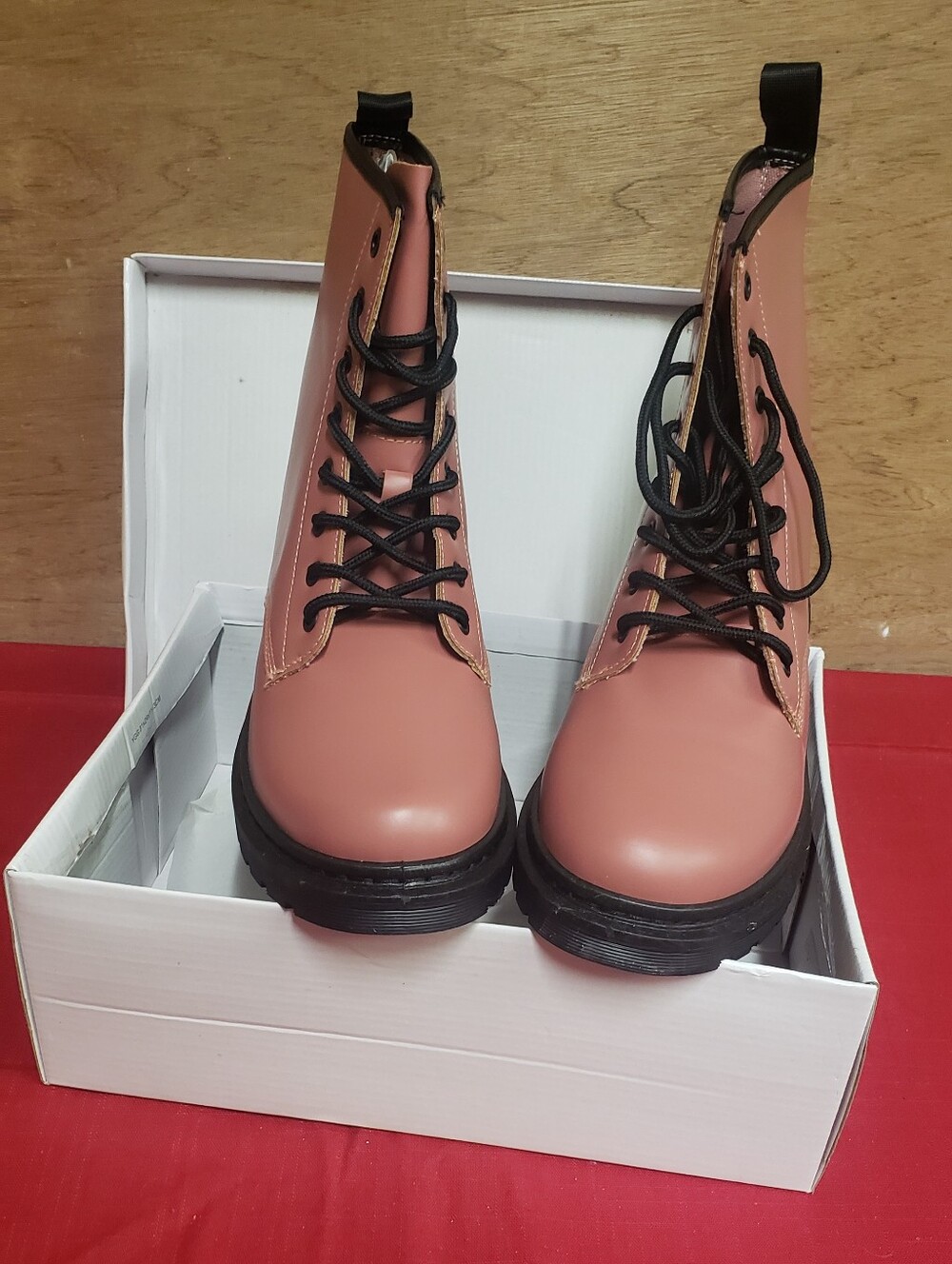 Women's Pink Lace-Up Combat Boots 10 NWT